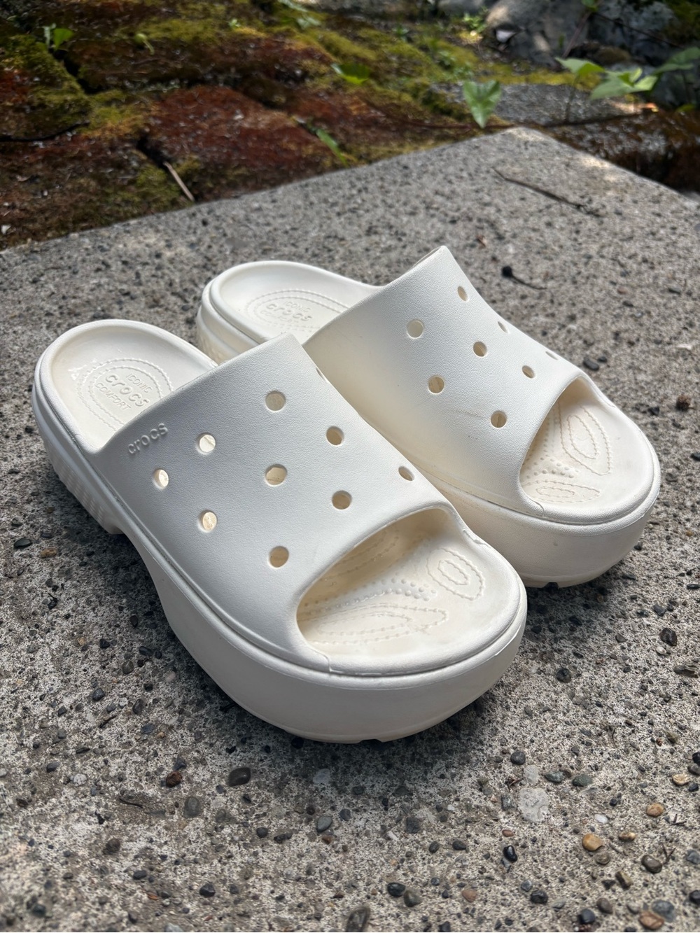 Crocs Platform Stomp Slide - White